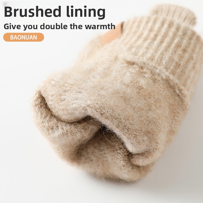 Women Winter Thickened Fleece  - Wool Glove Lined ulasan dan harga