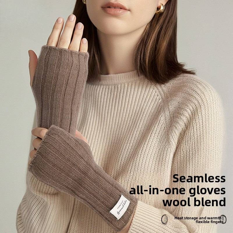 Winter Fingerless Knitted Glov - Wool Glove Lined ulasan dan harga