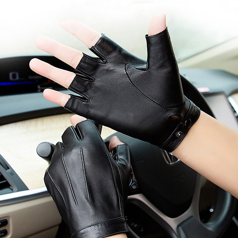 1Pair Fingerless Men Gloves PU - Leather Driving Glove ulasan dan harga