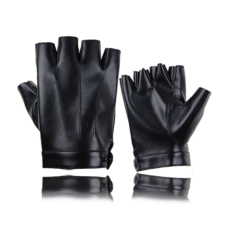 1Pair Fingerless Men Gloves PU - Leather Driving Glove ulasan dan harga