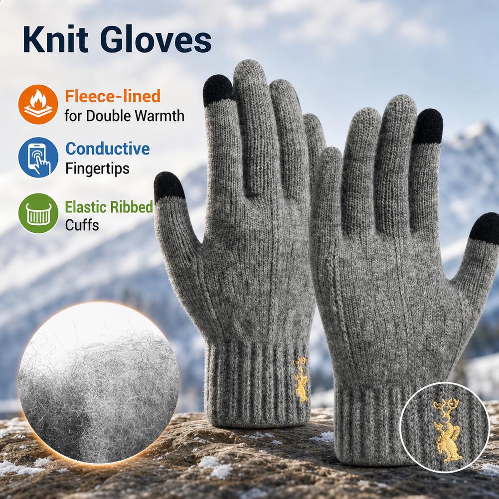 Winter Knit Gloves Touch Scree - Wool Glove Lined ulasan dan harga